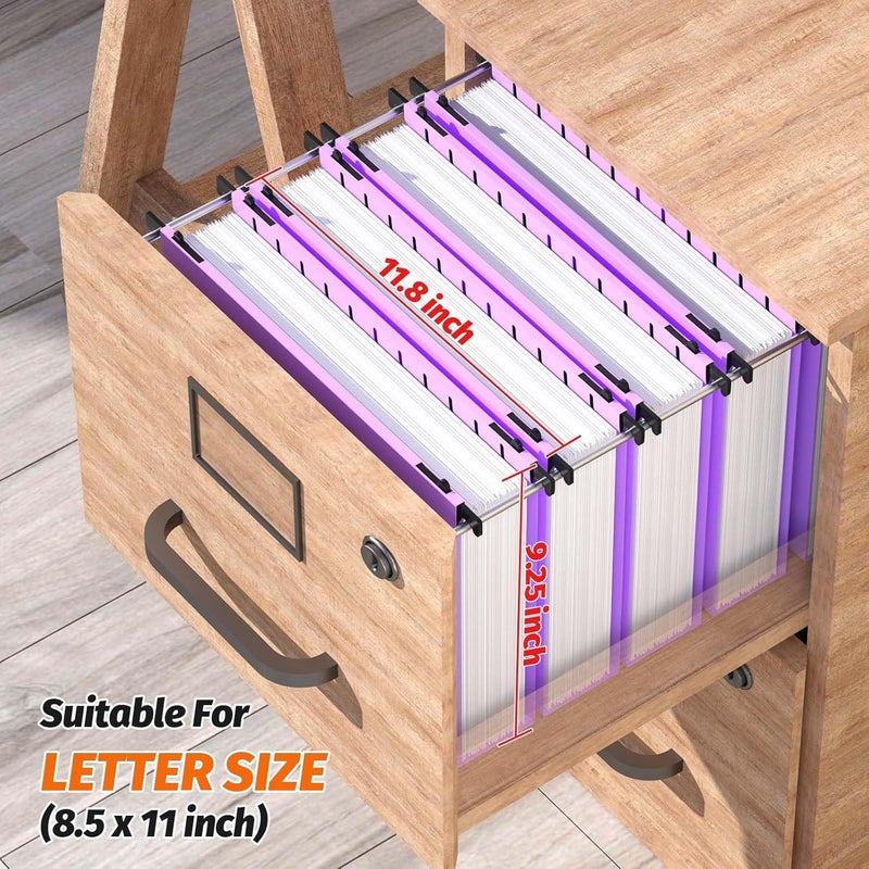 SHUTEX Extra Capacity Plastic Hanging File Folders,12 Pack Reinforced Hang Folders,Heavy Duty 2 Inch Expansion,Plastic Filing Cabinet Folders,Letter Size,Designed for Bulk Files, Medical Charts,Purple - Image 3